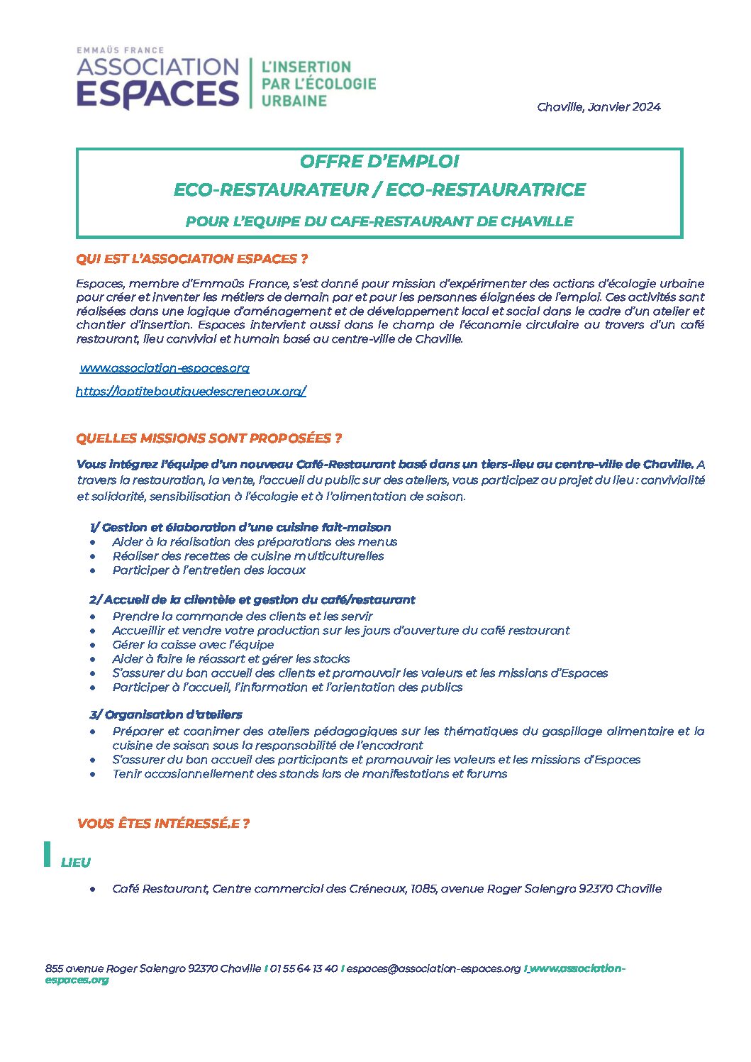 Fiche de poste_Eco-restaurateur CaféRestaurantChaville